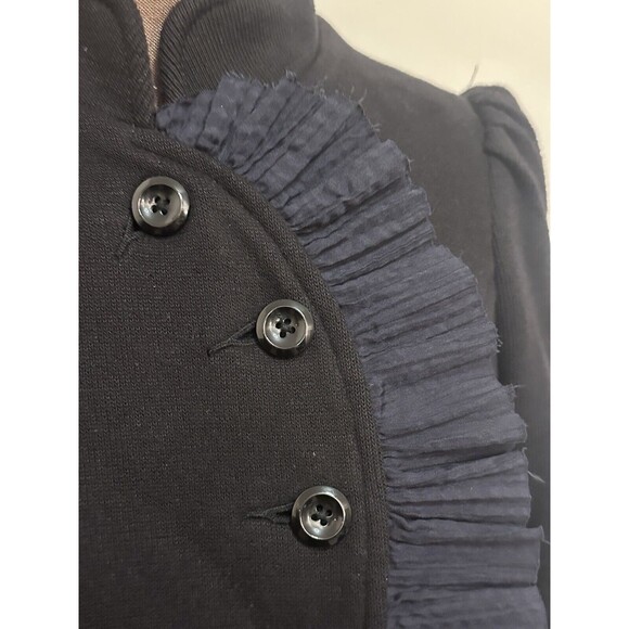 Free people Black Romance Military Ruffles Knit Jacket Sz 6 Victorian Steampunk - Picture 3 of 8